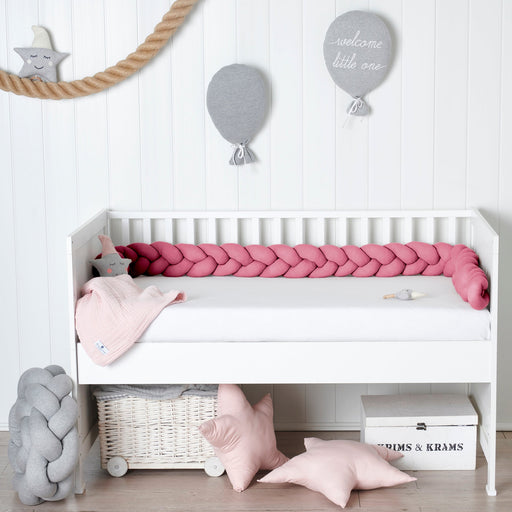 Baby Bettnest geflochten für Babybetten 200 cm Dunkel Rosa - Green Shopping Days