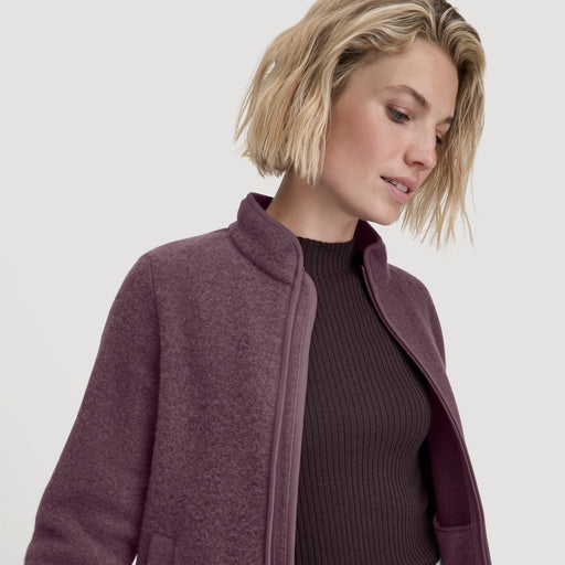 Wollfleece Jacke aus reiner Bio - Merinowolle | Farbe: Brombeere - Green Shopping Days