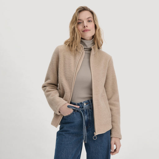 Wollfleece Jacke aus reiner Bio - Merinowolle | Farbe: Sand - Green Shopping Days