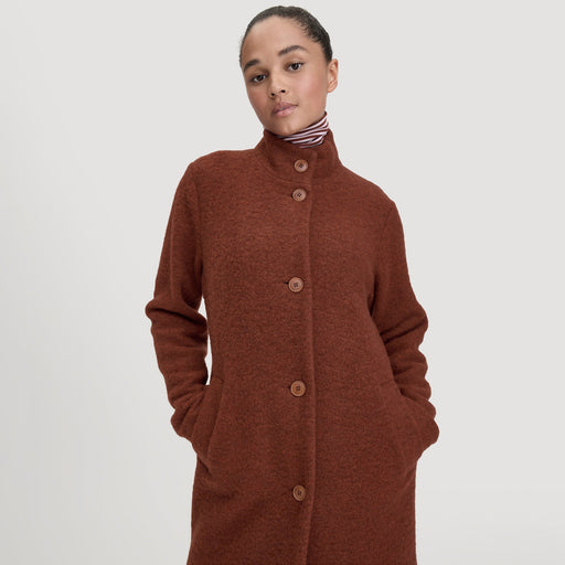 Wollfleece Mantel aus reiner Bio - Merinowolle | Farbe: Rostrot - Green Shopping Days