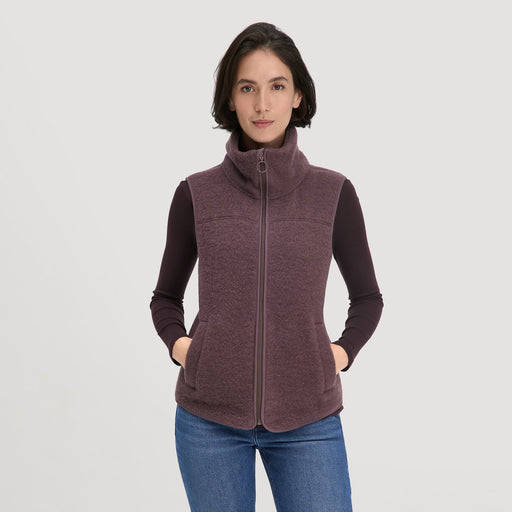Wollfleece Weste aus reiner Bio - Merinowolle | Farbe: Brombeere - Green Shopping Days
